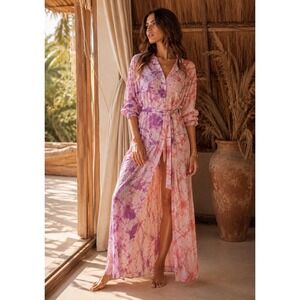 NEW Rococo‎ Sand Ava Maxi Shirt Dress Women XS ROSEWOOD LILAC
